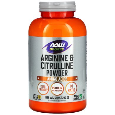Аргінін і Цитрулін Now Foods (Sport Arginine & Citrulline) 340 г