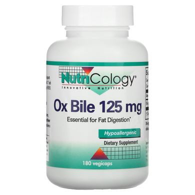 Препарат для печінки, Ox Bile, Nutricology, 125 мг, 180 вегетаріанських капсул
