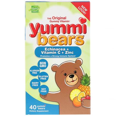 Yummi Bears, Эхинацея + витамин C + цинк, Hero Nutritional Products, 40 мишек купить в Киеве и Украине