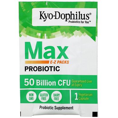 Пробіотик, Max Probiotic EZ Packs, Kyo-Dophilus, 50 мільярдів КУО, 14 вегетаріанських капсул