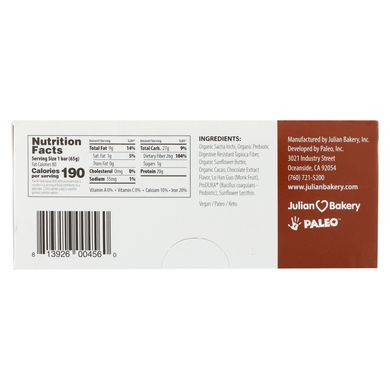 Тонкий протеиновый батончик, шоколад, Julian Bakery, 12 батончиков, 2,29 унц. (65 г) каждый