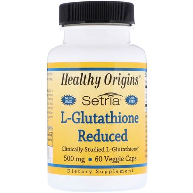 L-глутатіон скорочений, L-Glutathione Reduced, Healthy Origins, 500 мг, 60 капсул