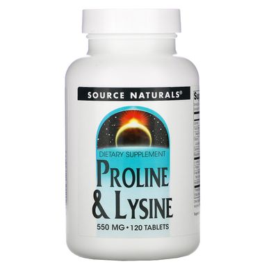 L-пролін L-лізин, L-Proline/L-Lysine, Source Naturals, 275 мг / 275 мг, 120 таблеток