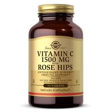 Вітамін C з шипшиною Solgar (Vitamin C with Rose Hips) 1500 мг 90 таблеток
