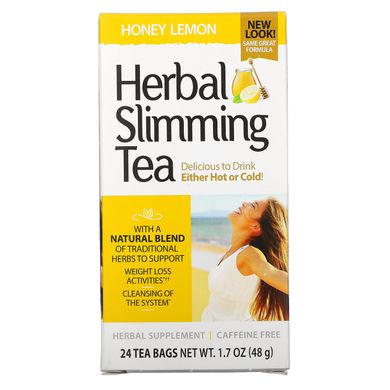 Рослинний чай для схуднення 21st Century (Herbal Slimming Tea) 24 пакетика зі смаком мед-лимон
