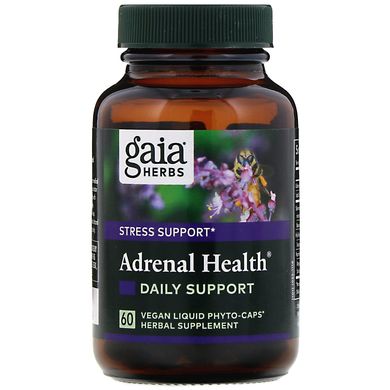 Здоров'я наднирників, Щоденна підтримка, Gaia Herbs, 60 веганських рідких фітокапсул