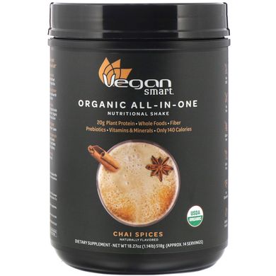 Органічний живильний коктейль «все в одному» VeganSmart (Organic All-In-One) 535 г пряний смак