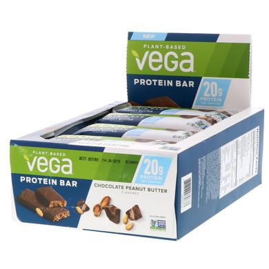 Протеїновий батончик, шоколад і Арахісова олія, Vega, 12 баточніков, 25 унцю (70 г) кожен