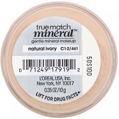 Мінеральна тональна основа True Match Mineral Foundation, відтінок C1-2 / 461 &laquo;Натуральна слонова кістка&raquo;, L'Oreal, 10 г