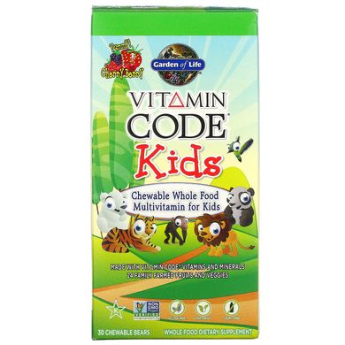 Vitamin Code, жувальні цельнопіщевие мультивітаміни для дітей, зі смаком вишні, Garden of Life, 30 жувальних ведмедиків