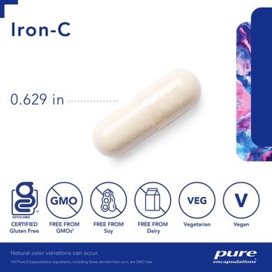 Залізо Pure Encapsulations (Iron-C) 60 капсул