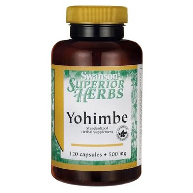 Йохимбе, Yohimbe (Standardized), Swanson, 500 мг, 120 капсул