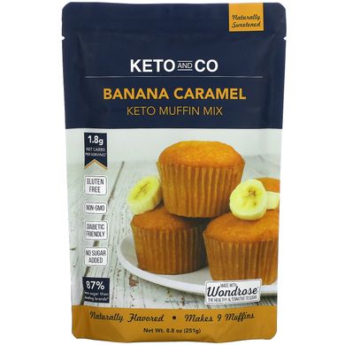 Keto and Co, Banana Caramel, суміш кето-мафінів, 8,8 унції (251 г)