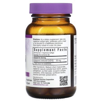 Клеточно-активный CoQ10 Убихинол Bluebonnet Nutrition (Ubiquinol) 50 мг 60 капсул купить в Киеве и Украине