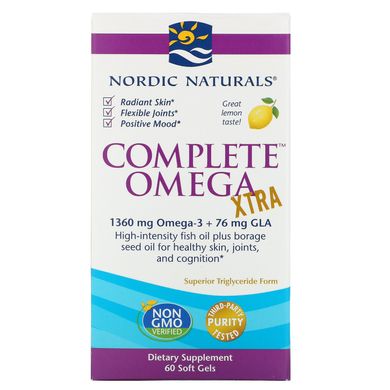 Омега 3-6-9 Nordic Naturals (Complete Omega Xtra) 1000 мг 60 капсул зі смаком лимона