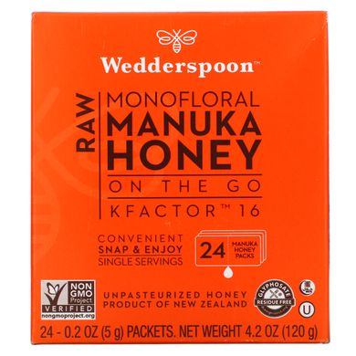 Манука мед в пакетах Wedderspoon 24 пакети по 5 г кожен