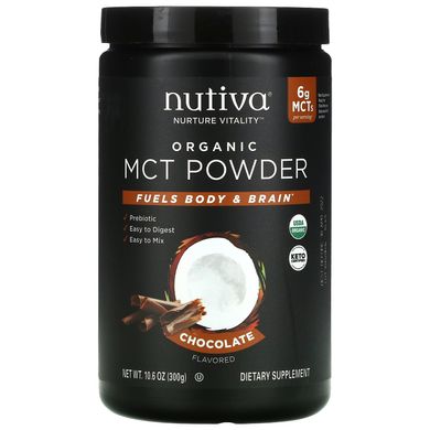 Органічний порошок MCT, шоколад, Organic MCT Powder, Chocolate, Nutiva, 300 г