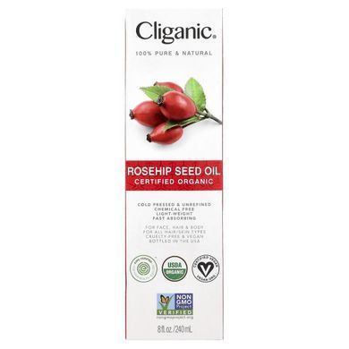 Cliganic, органическое масло из семян шиповника, для всех типов волос и кожи, 240 мл (8 жидк. унций) купить в Киеве и Украине