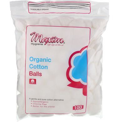 Органічні ватні кульки, Maxim Hygiene Products, 100 шт