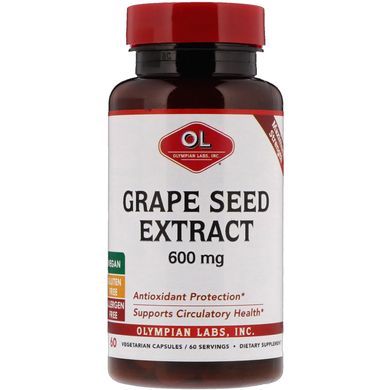 Екстракт виноградних кісточок Olympian Labs Inc. (Grape Seed Extract) 600 мг 60 капсул
