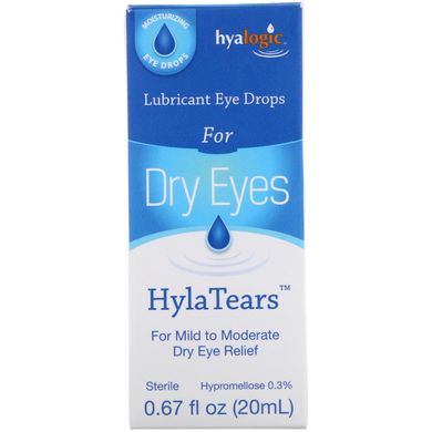 HylaTears, Зволожуючі очні краплі від сухості очей, Hyalogic LLC, 20 мл