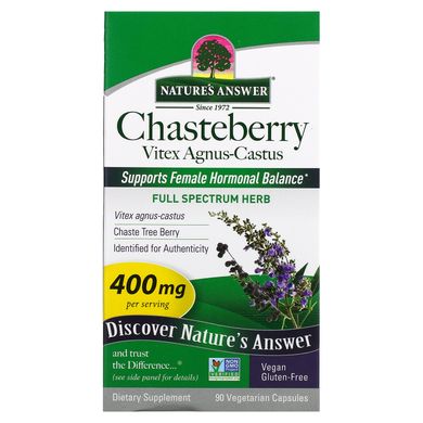 Вітекс священний, Chasteberry, Vitex Agnus-Castus, Nature's Answer, 400 мг, 90 вегетаріанських капсул