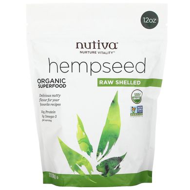 Органічне очищене насіння конопель, Nutiva, 12 унцій (340 г)