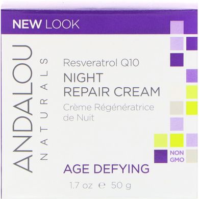 Нічний крем з коензимом Q10 відновлює проти старіння Andalou Naturals (Night Cream) 50 мл
