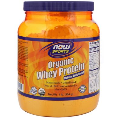 Натуральний сироватковий білок без смаку Now Foods (Organic Whey Protein Natural Unflavored) 454 г
