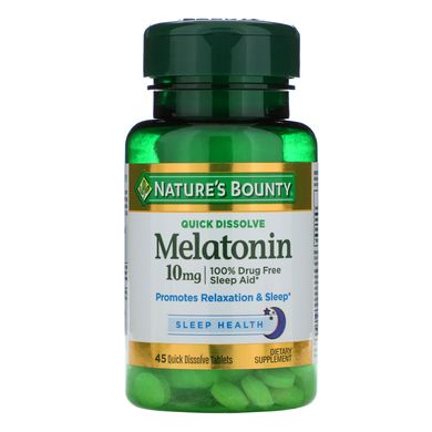 Мелатонин быстродействующий Nature's Bounty (Melatonin) 10 мг 45 таблеток купить в Киеве и Украине