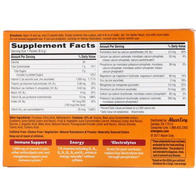 Електроліти журавлина-гранат Emergen-C (Vitamin C) 1000 мг 30 пакетів по 8.4 г