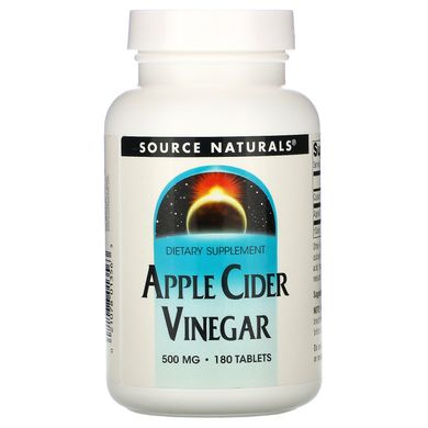 Яблучний сидровий оцет Source Naturals (Apple Cider Vinegar) 500 мг 180 таблеток