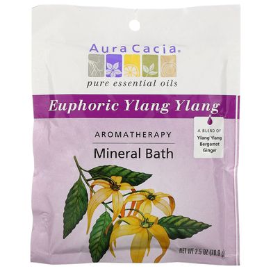 Ароматерапевтична мінеральна ванна, Euphoric Ylang Ylang, Aura Cacia, 709 г