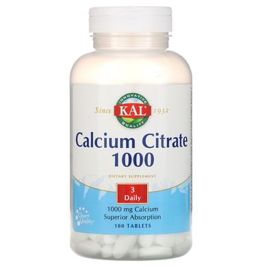 Цитрат кальцію 1000, Calcium Citrate 1000, KAL, 1000 мг, 180 таблеток