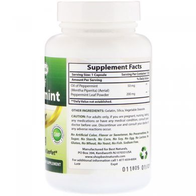 Масло м'яти перцевої Best Naturals (Oil of Peppermint) 250 мг 120 капсул
