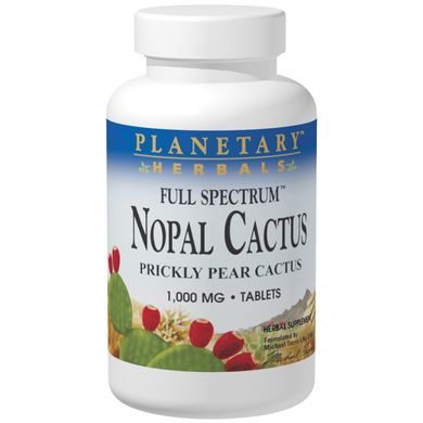 Мексиканський Нопал, кактус-опунція повного спектру, Planetary Herbals, 1000 мг, 120 таблеток