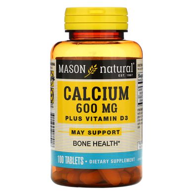 Кальцій + вітамін D3 Mason Natural (Calcium with vitamin D3) 600 мг 100 таблеток