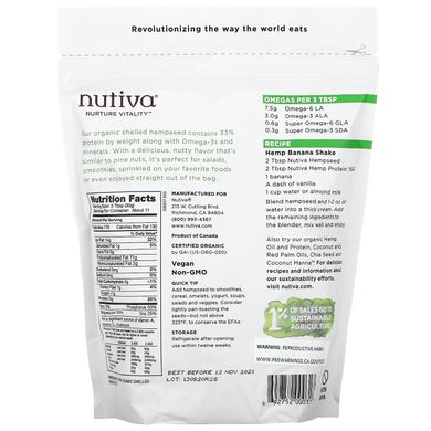 Nutiva, Organic Hemp Seeds, Raw Shelled, 12 oz (340 g)