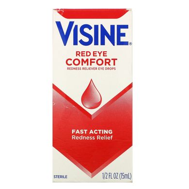 Очні краплі для зняття почервоніння Visine (Red Eye Comfort Redness Reliever Eye Drops) 15 мл