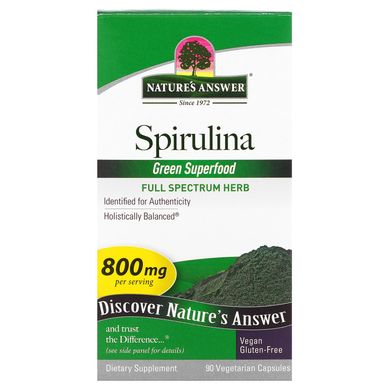 Спіруліна, Nature's Answer, 90 капсул в рослинній оболонці
