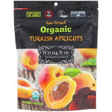 В'ялені на сонці, органічні турецькі абрикоси, Nature's Wild Organic, 5 унцій (142 г)