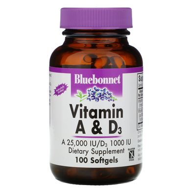 Вітаміни A і D3, Bluebonnet Nutrition, 100 гелевих капсул