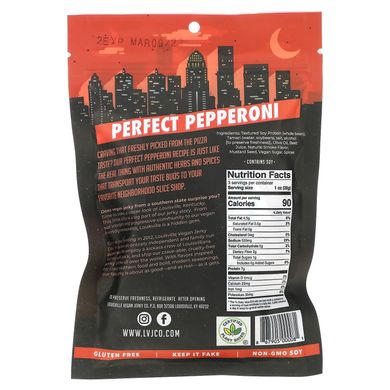 Louisville Vegan Jerky Co, Perfect Pepperoni, 3 унції (85,05 г)