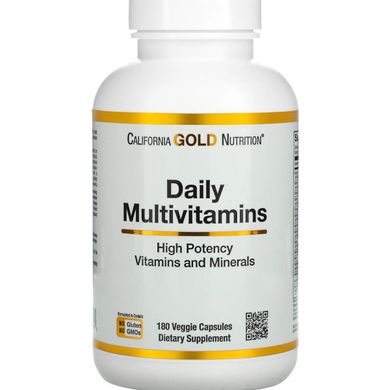 Мультивітаміни для щоденного прийому California Gold Nutrition (Daily Two-Per-Day Multivitamins) 180 рослинних капсул