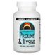 L-пролін L-лізин, L-Proline/L-Lysine, Source Naturals, 275 мг / 275 мг, 120 таблеток фото