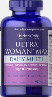 Мультивитамины для женщин ультра макс Puritan's Pride (Ultra Woman&trade; Max Daily Multivitamin) 90 капсул купить в Киеве и Украине