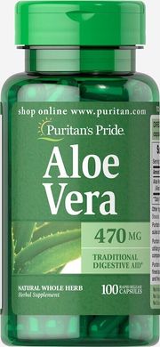 Алое вера, Aloe Vera, Puritan's Pride, 470 мг, 100 капсул