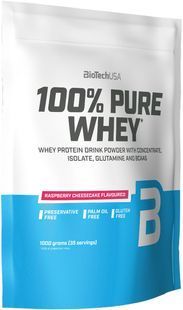 Протеїн 100% Pure Whey BioTech 1 кг Малиновий чізкейк