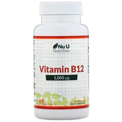 Вітамін В12 Nu U Nutrition (Vitamin B12) 1000 мкг 180 вегетаріанських таблеток