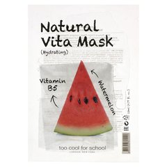 Too Cool for School, Натуральна косметична маска Vita (зволожуюча) з вітаміном B5 та кавуном, 1 лист, 0,77 рідкої унції (23 мл)